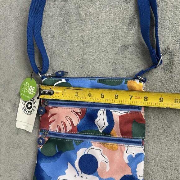 Kipling Women's Keiko Travel Shoulder Crossbody Bag Blue Botanical Abstract - Picture 3 of 15